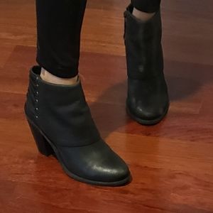 Jessica Simpson black leather booties.